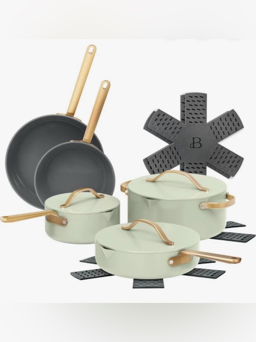 Beautiful 12pc Ceramic Non-Stick Cookware Set. Non-toxic Ceramic-Oven Safe.